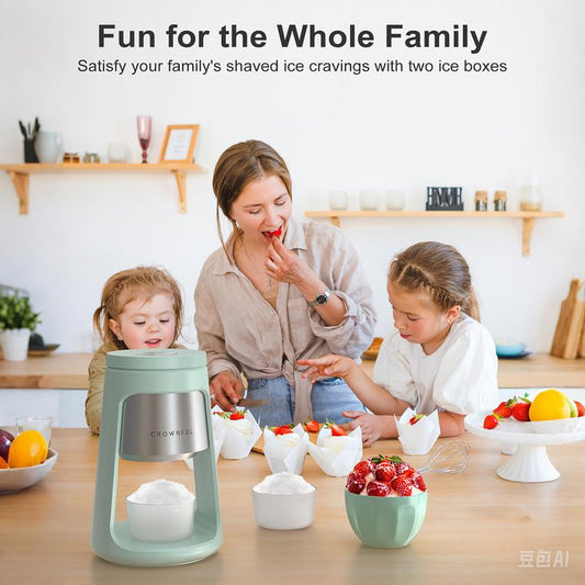 CROWNFUL Shaved Ice Machine, Snow Cone Machine with 2 Ice Cups, Ice Shaver Machine, Easy to DIY with Snow Cone Syrup at Home
