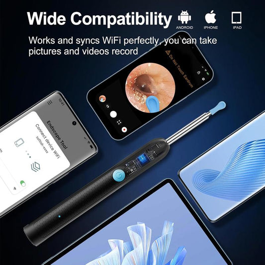 Earwax Removal Tool Set with Camera - Portable 360° Wide Angle Ear Cleaner with Type-C Rechargeable, Waterproof Ear Cleaning Tool for Iphone and Android Phones, Christmas Gift, Winter Gift Set, New Year Gift, Stocking Fillers Canal