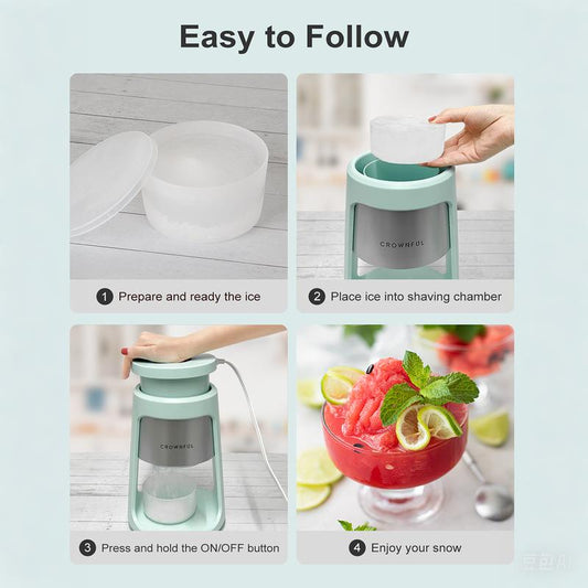 CROWNFUL Shaved Ice Machine, Snow Cone Machine with 2 Ice Cups, Ice Shaver Machine, Easy to DIY with Snow Cone Syrup at Home